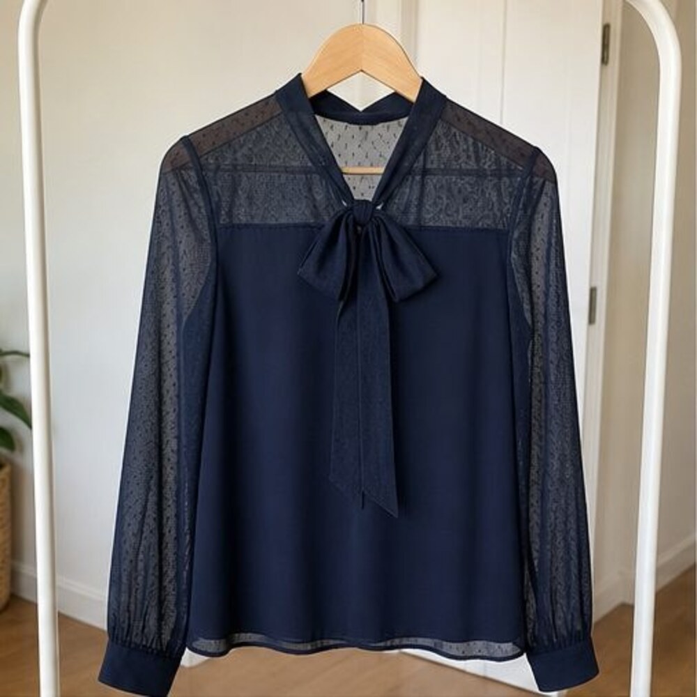 Navy Peplum Top